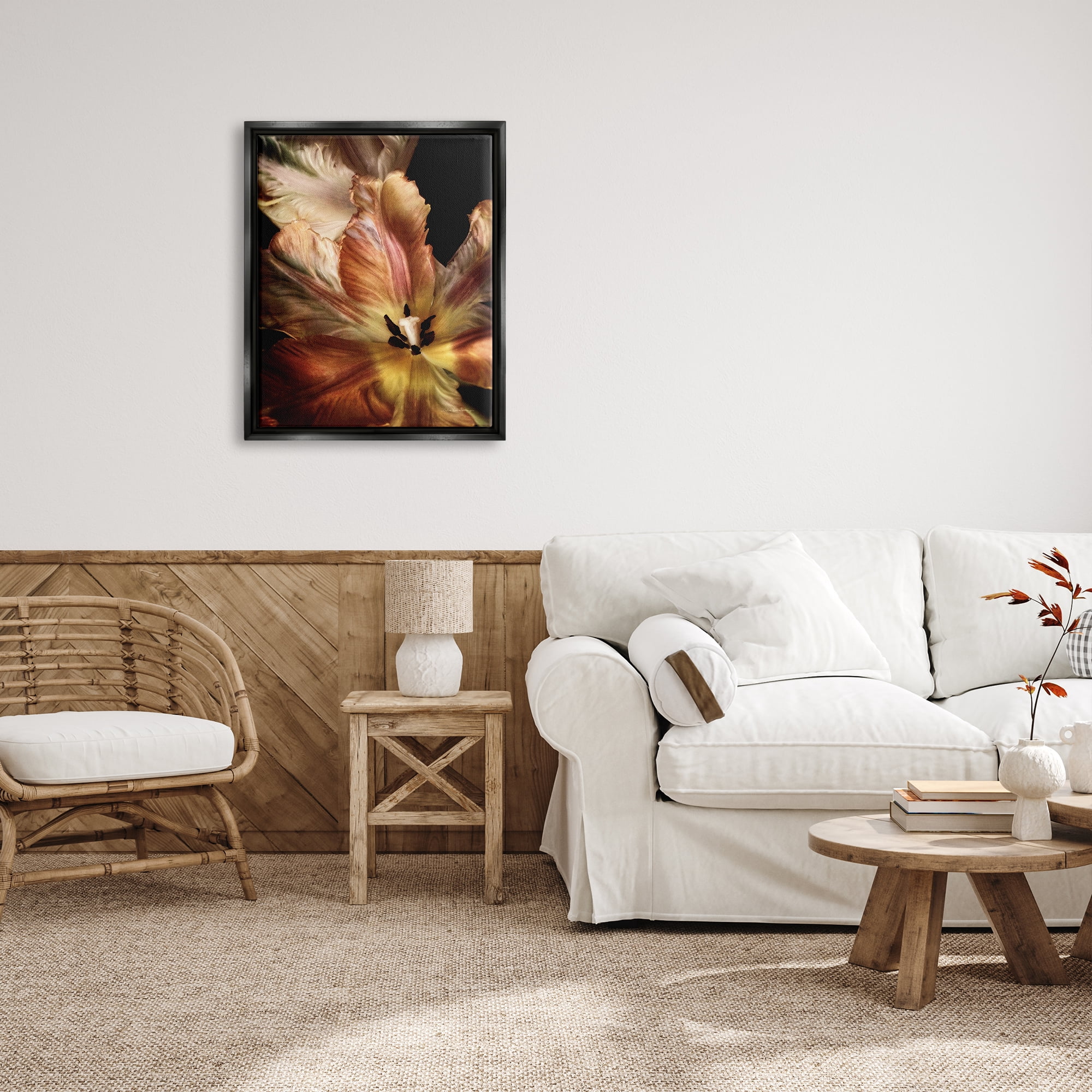 Stupell Industries Tulip Petals Detail Botanical & Floral Photography Black Floater Framed Art Print Wall Art, 25 x 31