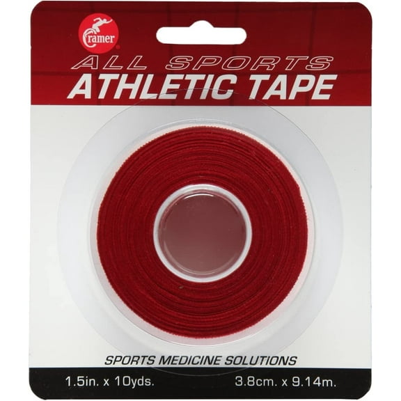 Cramer Team Color Athletic Tape, Red, Easy Tear, Ankle/Wrist Taping, Single Roll, 1.5" X 10 Yard