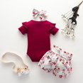 thumbnail image 3 of 0-18M Bébé Bébé Fille Manches Courtes Volants Romper Top Imprimé Floral Short Bandeau 3Pcs Set, 3 of 4