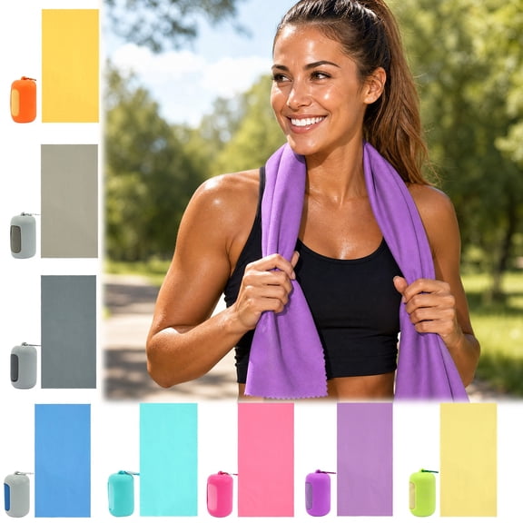 Soft Breathable Gym Cooling Towels, 32"x 18" Outdoors Ice Towel for Neck and Face, Camp Essentials Microfiber Sweat Towels for Gym, Run, Yoga, Workout, Travel, Climb (Gray)