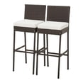 thumbnail image 1 of Juego de 2 Taburetes de Mimbre Costway Patio Silla Alta de Bar con Cojín Marco de Metal 50 x 40 x 108 cm, 1 of 9