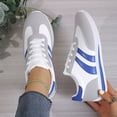 thumbnail image 5 of QWKLEAJ Women’s Retro Striped Lace Up Sneakers Lightweight Casual Walking Shoes Non Slip Soft Sole Fashion Athletic Training Footwear for Daily Outdoor Blue 8, 5 of 6