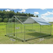 Polar Aurora Large Metal Chicken Coop Walk-in Poultry Cage Pen Rabbit Duck Habitat Cage Hen Run House for 6/10 Chickens with Waterproof&Anti-UV Cover for Outdoor Backyard Farm Use