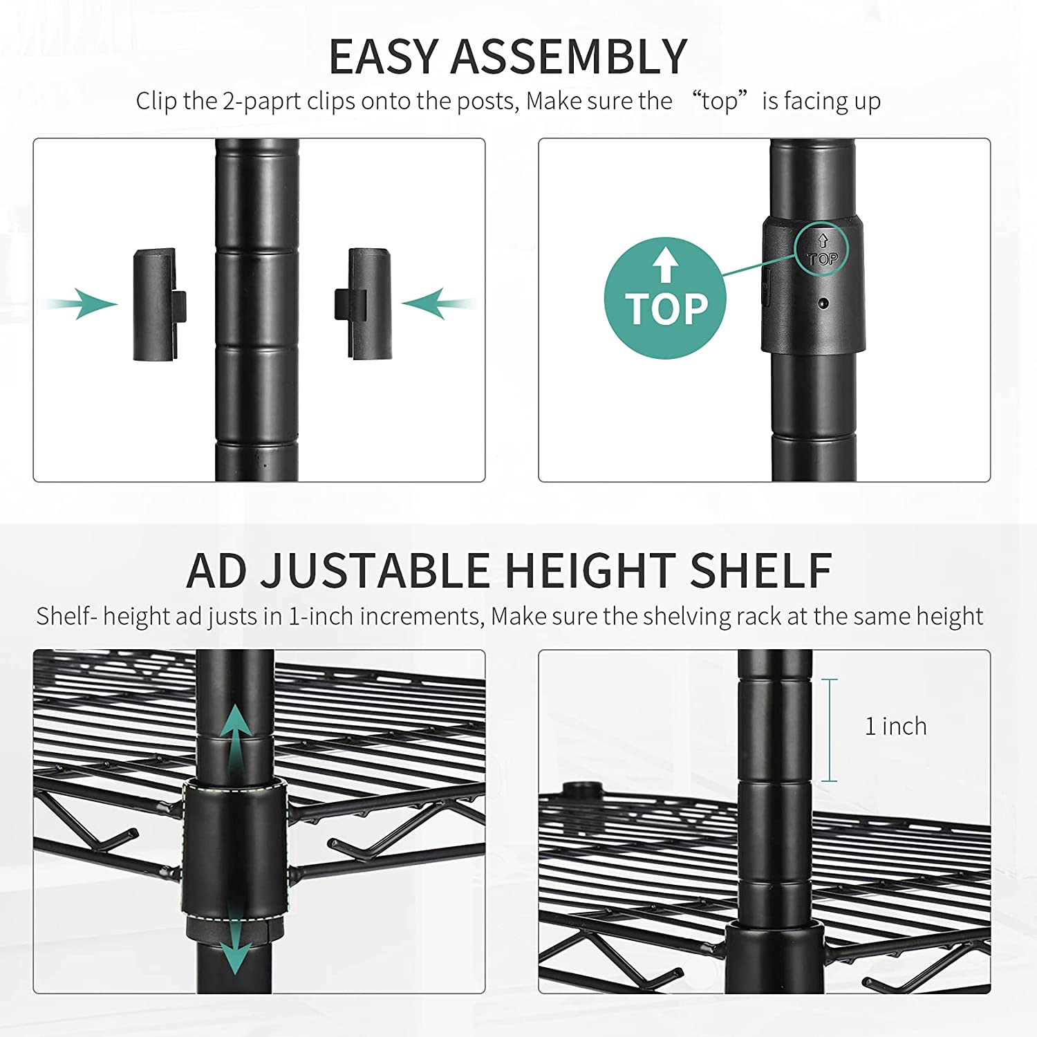 Alljoy 5 Tier Heavy-Duty Adjustable Wire Shelving Storage Unit Metal ...