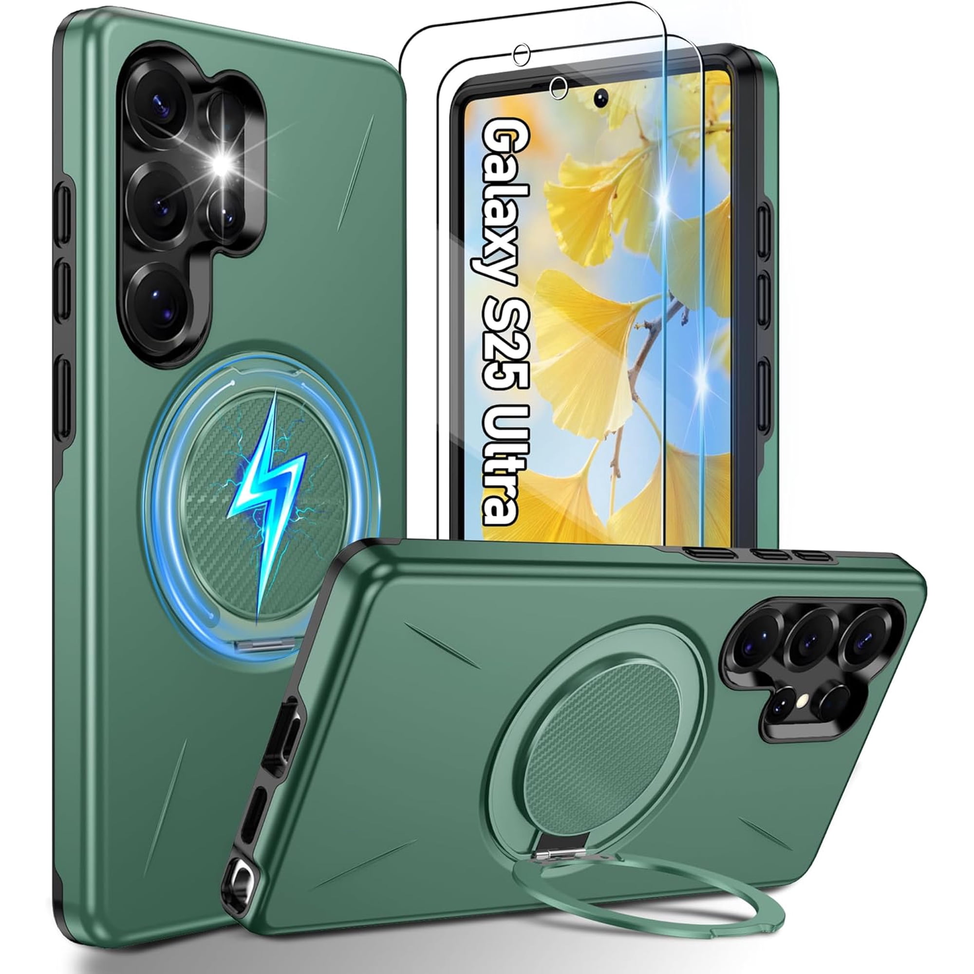 REQO for Samsung Galaxy S25 Ultra Case [Compatible with MagSafe Accessories]:2 Pcs HD Screen Protectors,Built-in Kickstand,Dual Layer Shockproof,Camera Guard,Velvet Touch,S25 Ultra