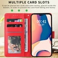 thumbnail image 4 of SaniMore for iPhone 14 Pro 6.1" PU Leather Case, Magnetic Closure Flip Wallet Cover with Wrist Strap Card Slot & Multi-Angle Kickstand All-Inclusive Protective Shell, Red, 4 of 9