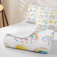 thumbnail image 4 of Erosebridal Cute Rainbow Quilt Full, Kawaii Clouds Full Bedspread Sets, Polka Dots Reversible, Watercolor Pastel, 3pcs (1 Coverlet and 2 Pillowcases), 4 of 7