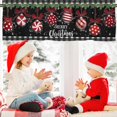 thumbnail image 4 of Merry Christmas Ornament Short Topper Kitchen Curtain Valance 54x18, Xmas Ball Holly Berry Window Treatment Rod Pocket, Winter Holiday Plaid Home Farmhouse Living Room Bedroom Bathroom Decor, 4 of 8