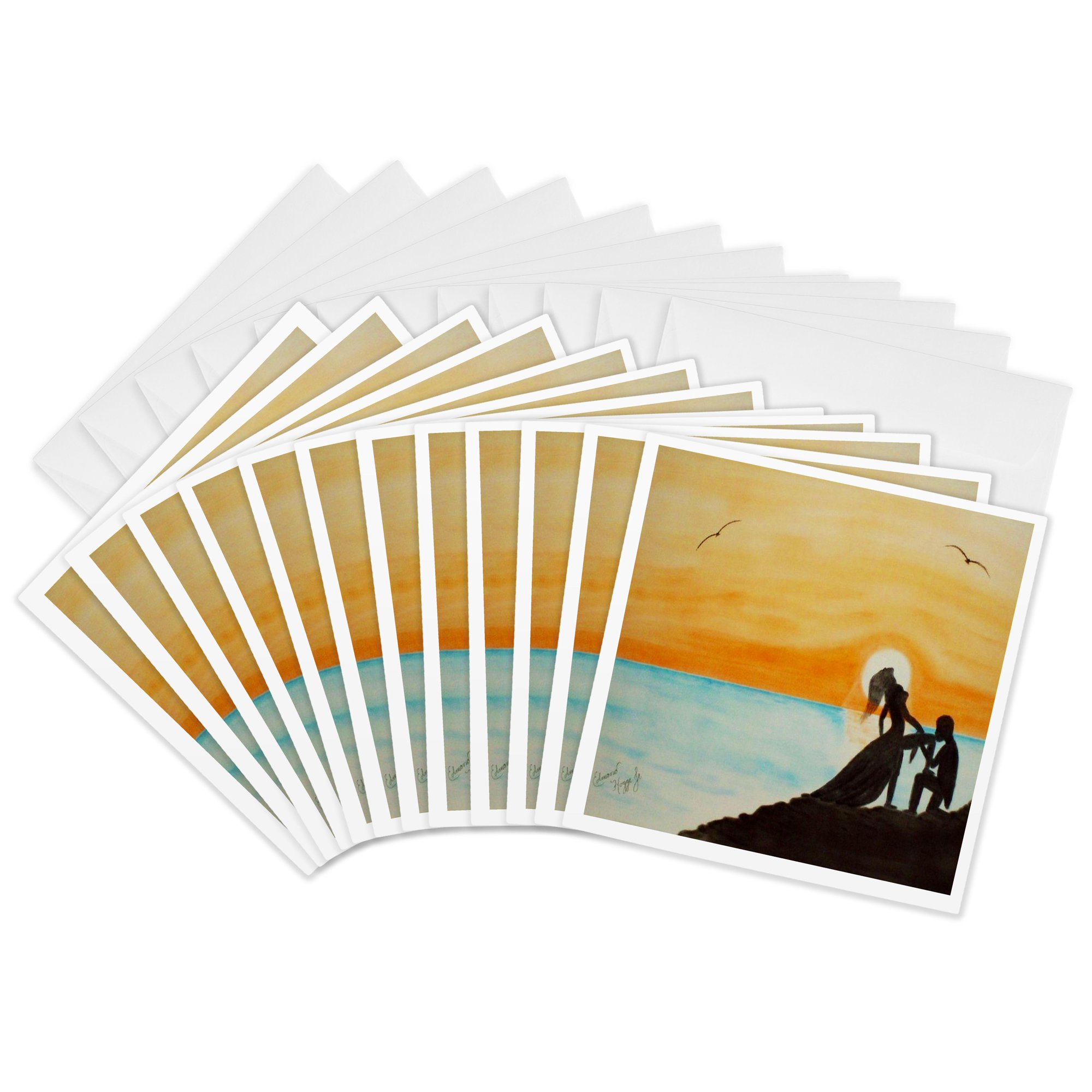 3drose Honeymoon Heaven 12 Greeting Cards with Envelopes