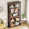 thumbnail image 5 of Tribesigns 6-Tier Bookcase, 71 Inches Industrial Bookshelves and Bookcases, Floor Standing 5 Shelf Display Storage Shelves Tall Bookcase for Home Office, Living Room, Bed Room, 5 of 7