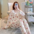 thumbnail image 4 of Pijamas de mujer embarazada de primavera y otoño, ropa de lactancia de moda con cuello en V y encaje, ropa de casa de manga larga, más que un traje, 4 of 6