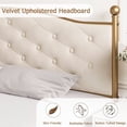 thumbnail image 5 of Queen Size Bed Frame with Velvet Tufted Headboard, Heavy Duty Metal Slats/No Box Spring Needed/Large Storage Space/Easy Assembly, Off-White, 5 of 7