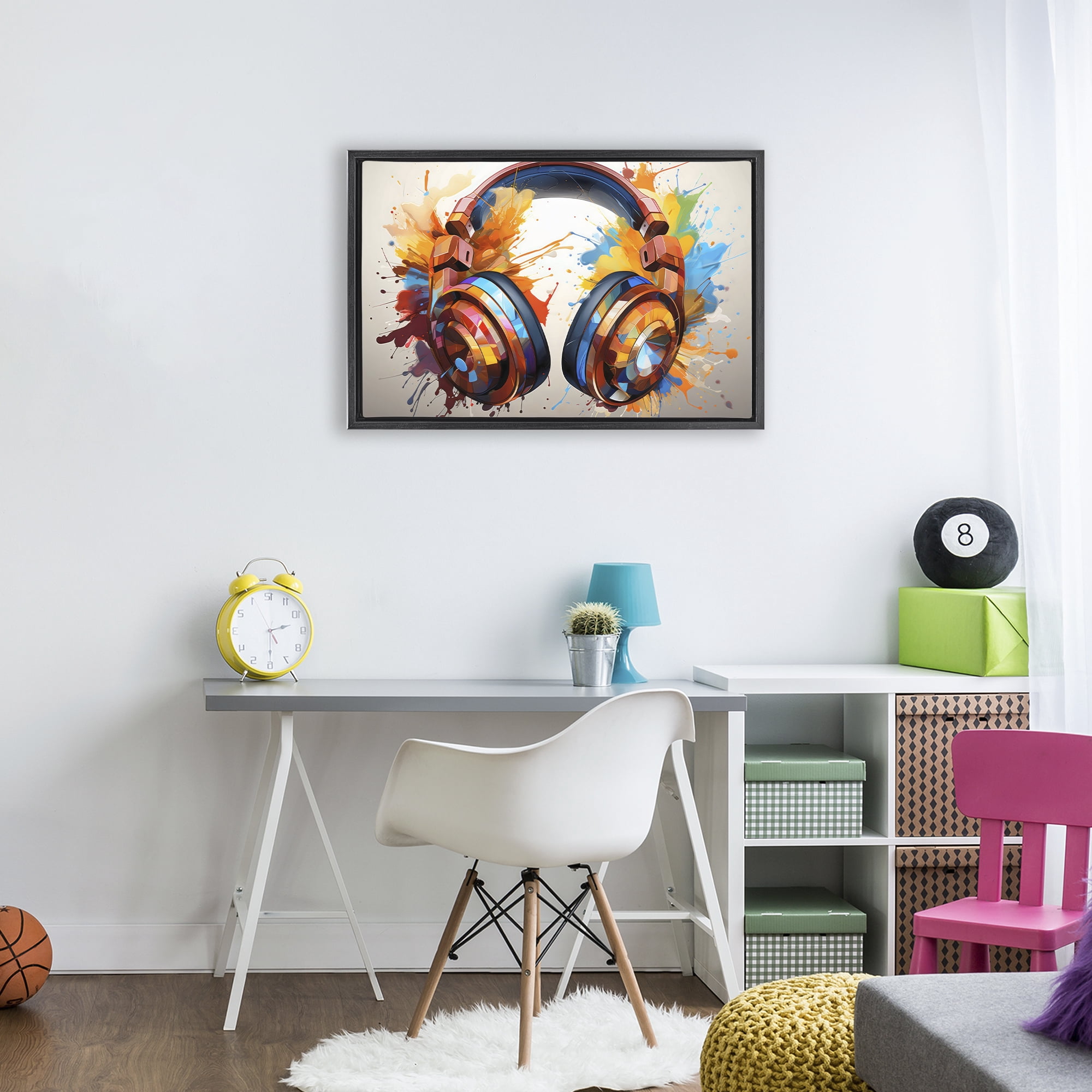 Stupell Industries Music In Color Splatter Black Framed Floater Canvas Wall Art, design by Creative Studio