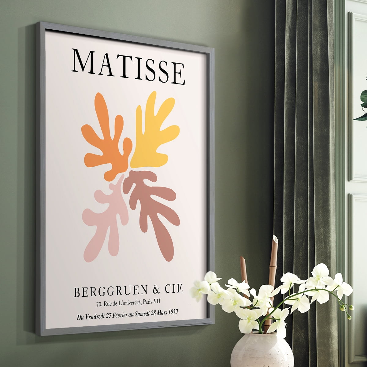 Matisse D in Gray Solid Wood Framed Print No Nail Hanging