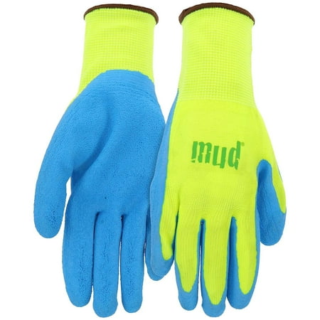 Mud Super Grip Women's Garden Latex Glove - Latex Coated - Large, Lime Green