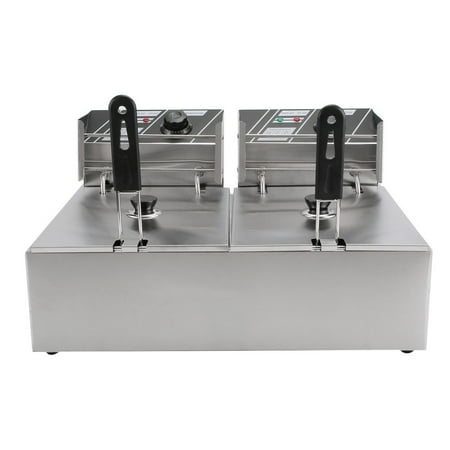 20L 5KW Countertop Stainless Steel Double Tank Commercial Electric Deep Fryer