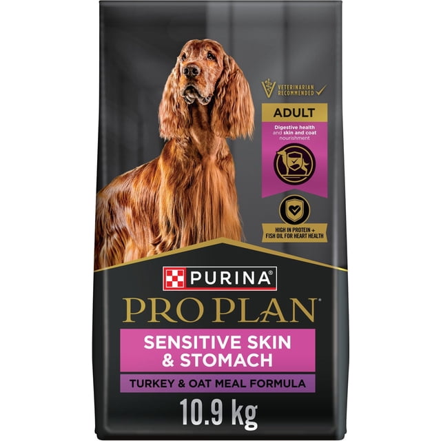 Purina Pro Plan Sensitive Skin & Stomach Turkey & Oatmeal Formula Dry Dog Food, 10.9-kg bag