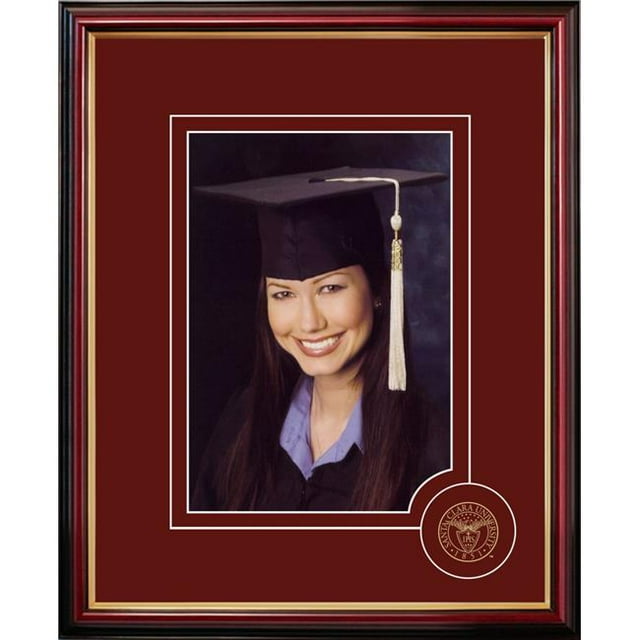 Campus Images CA930CSPF 5 x 7 in. Santa Clara University Graduate Portrait Satiné Cadre en Acajou