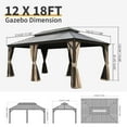 thumbnail image 2 of 12' X 18' Hardtop Gazebo, Upgraded Metal Gazebo with Drainage System, Dual-Layer Galvanized Steel Roof with Curtain and Netting, Outdoor Shelter Canopy for Patio, Garden, Backyard, Brown, 2 of 9