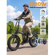 ESKUTE D300D Electric Bike for Adults, Foldable Ebike, 750W Motor, 20MPH, 48V 20.8Ah Battery, 20x4.0 Fat Tires, 80-Mile Range, 7-Speed, NFC Unlock Black, UL2849