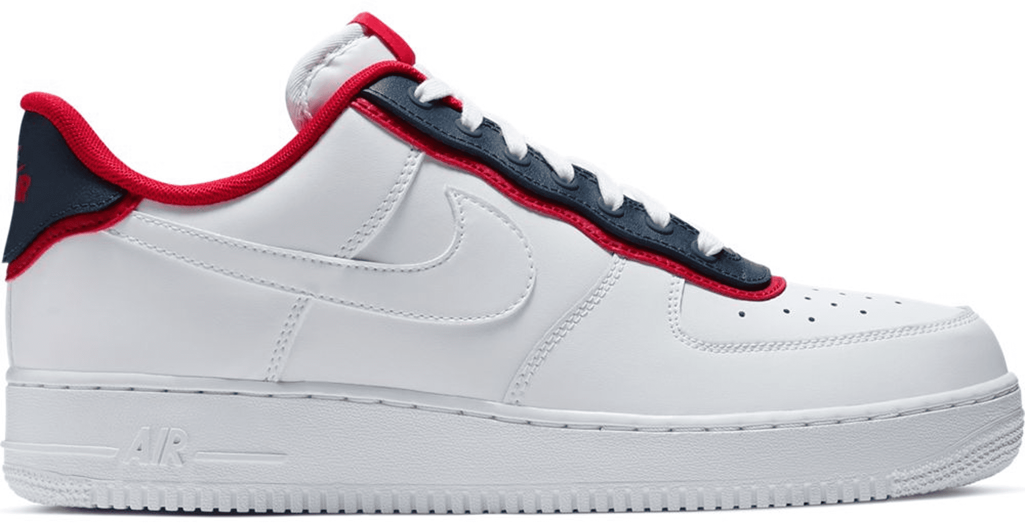red and white air force 1 low