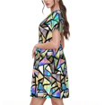 thumbnail image 2 of Honeii Colored Glass Print Women’s Short Sleeve Dress, Comfortable Casual Dress, Soft Polyester Spandex Blend, Stylish Everyday Wear for Summer, Perfect for Travel and Vacation, 2 of 6