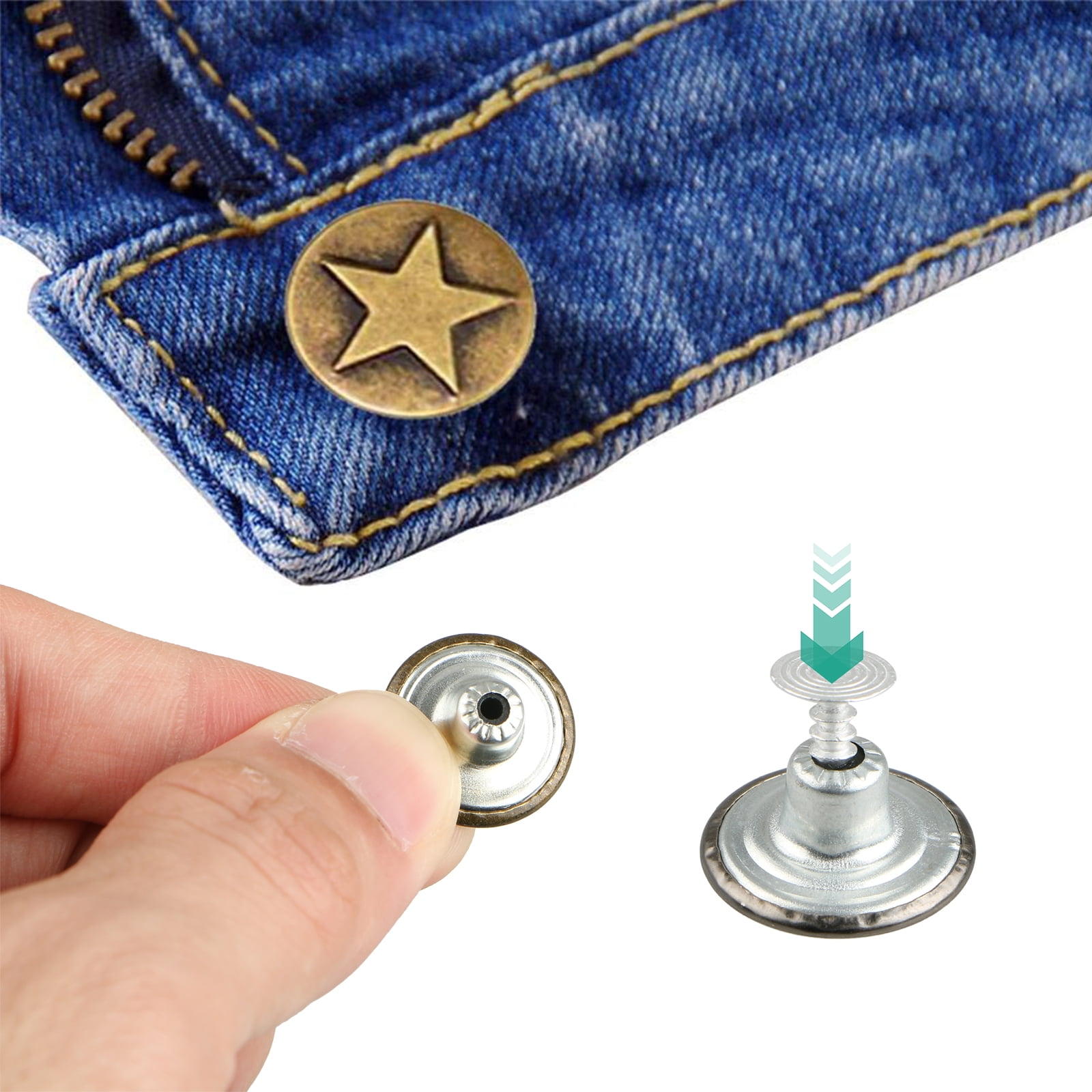 Jeans Button 50 Sets Metal Tack Buttons Replacement Set Repair For Sewing 