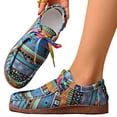 thumbnail image 5 of Women's Ethnic Print Canvas Sneakers, Lace Up Casual Walking Shoes, Women's Graffiti Canvas Fashion Sneaker | Comfortable Play Canva Shoes Retro Ethnic Style Low-Top Walking Slip On Shoes, Blue 5.5, 5 of 6