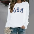 thumbnail image 4 of Womens Tops Long Sleeve Printed Round Neck Independence Day Casual Sweatshirts White,Blouse for Women, 4 of 5