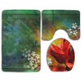 thumbnail image 1 of ABPHQTO Flores rojas Juego de alfombras de baño de 3 piezas Alfombra de baño Alfombra de contorno y tapa de inodoro ABPHQTO  Cont-CHAPPLE-23282, 1 of 2