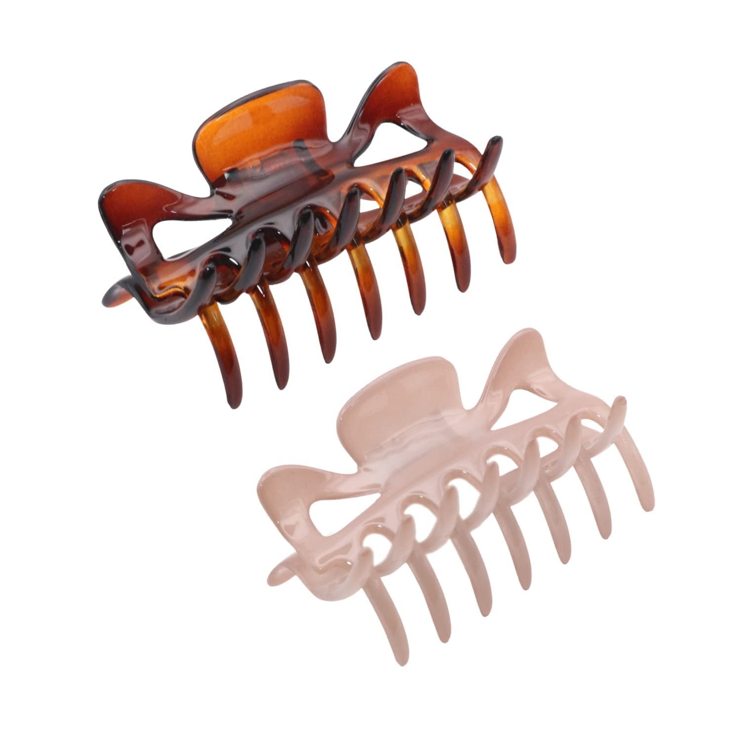Parcelona French Classic 3" Medium Celluloid Hair Claws for Women & Girls (2Pcs) (TortoiseShell-Savana)
