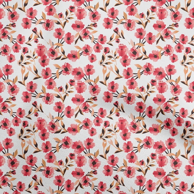 oneOone Velvet Red Fabric Floral Sewing Craft Projects Fabric Prints By Yard 58 Inch Wide