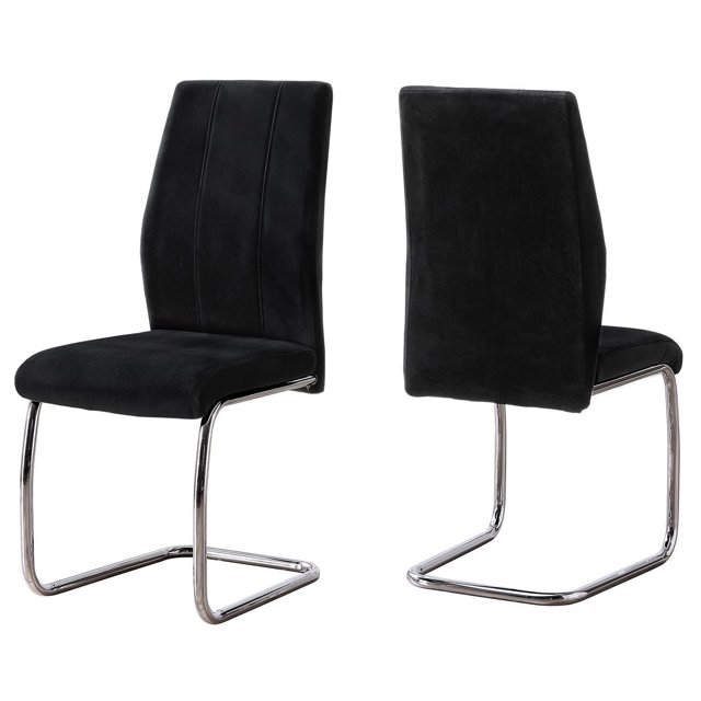 Monarch Specialties Dining Chair, Set Of 2, Side, Upholstered, Kitchen, Dining Room, Velvet, Metal, Black, Chrome, Contemporary, Modern