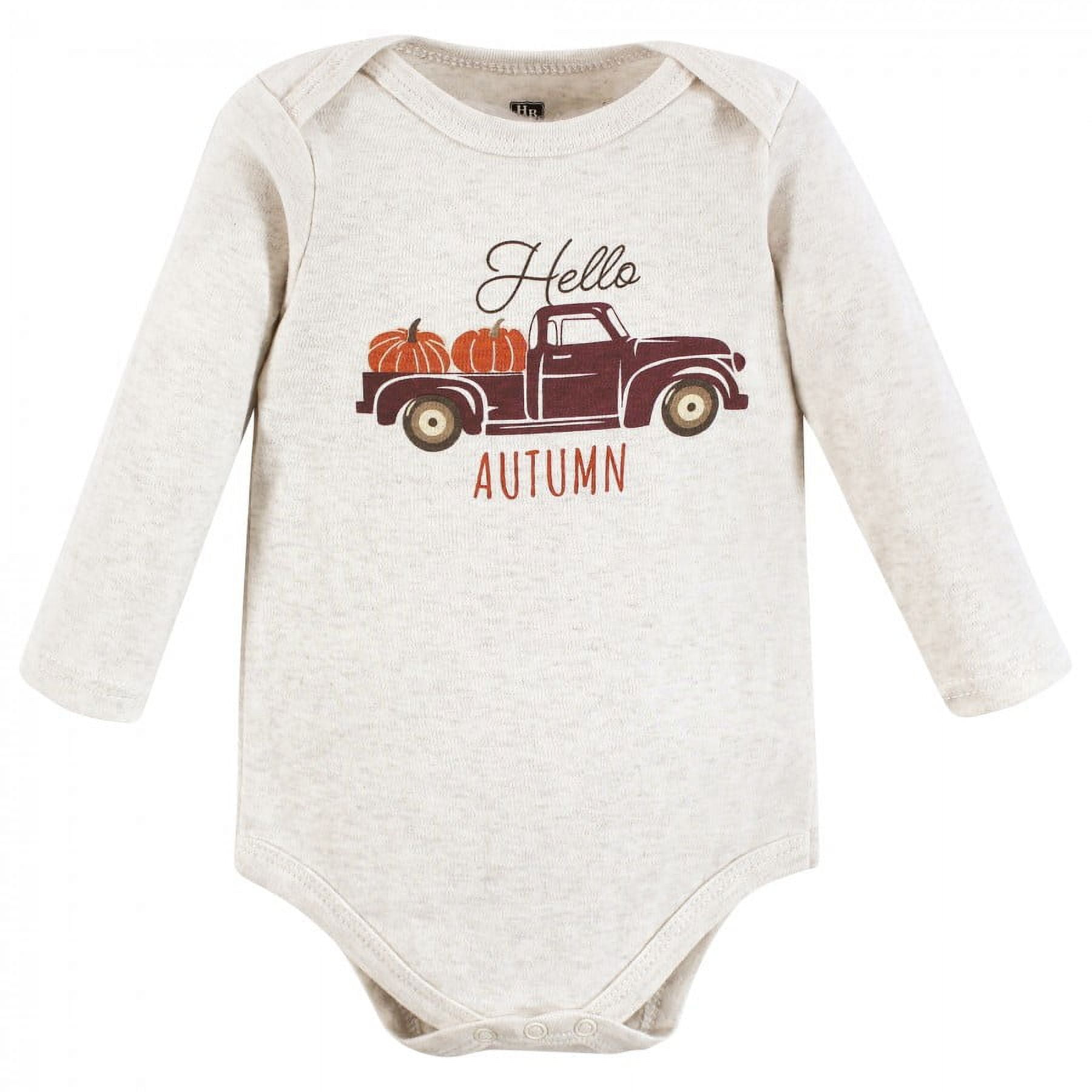 Hudson Baby Unisex Baby Cotton Long-Sleeve Bodysuits, Hello Autumn, 6-9 Months