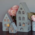 thumbnail image 4 of Main Street Town House Candle Lanterns, Set of 3, Vintage Style, Arched Window Details, Rustic Grey, Metal, 14.5, 9.5, and 5 Inches Tall, 4 of 6