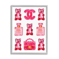 Stupell Industries Red Glam Gummy Candy Beauty & Fashion Painting Gray Framed Art Print Wall Art, 16 x 20