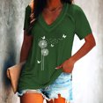 thumbnail image 1 of ICHUANYI Clearance Fashion Woman Causal V-Neck Printing Blouse Short Sleeve T-Shirt Summer Tops(Green, XXL) ICHUANYI WER2023080909518, 1 of 6