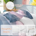 thumbnail image 2 of 3 Piece Pink Blue Ombre Duvet Cover Set Full Size, Microfiber Comforter/Quilt Cover with Corner Ties and 2 Pillowcases, Sky Forest Mountains Landscape All Season Soft Bedding with Zipper Closure, 2 of 8