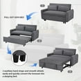 thumbnail image 4 of 3 in 1 Convertible Sleeper Sofa Bed, 57.5" Futon Couch with USB Ports and Adjustable Backrest, Modern Corduroy Loveseat Sofa with 2 Throw Pillows for Living Room, Dark Grey, 4 of 9