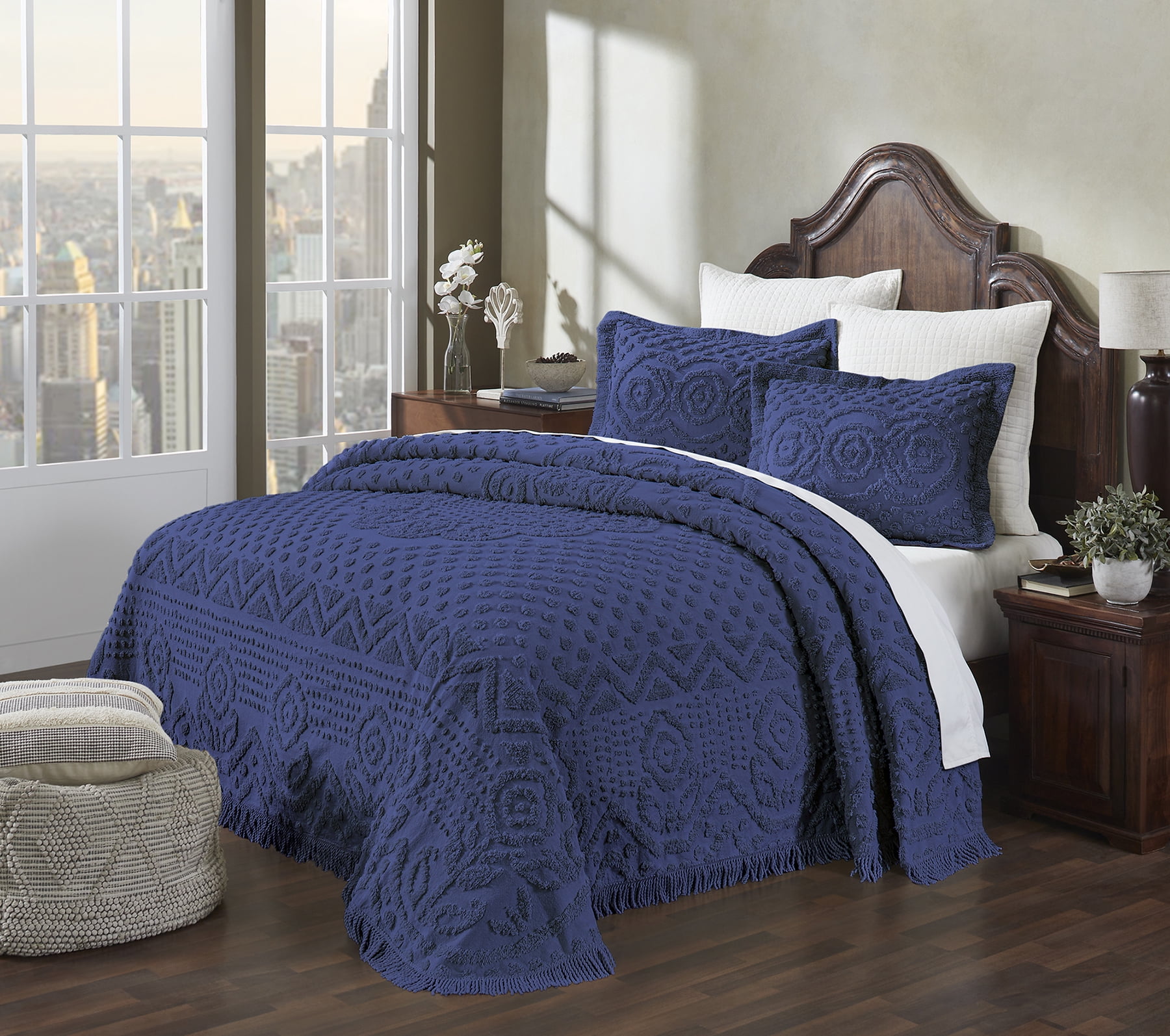 Better Trends Navy Heirloom 100 Cotton Medallion Design For All