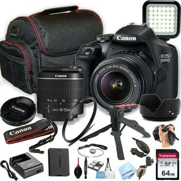 Canon EOS 2000D / Rebel T7 w/EF-S 18-55mm F/3.5-5.6 is II Zoom Lens, 64GB SD Card and More