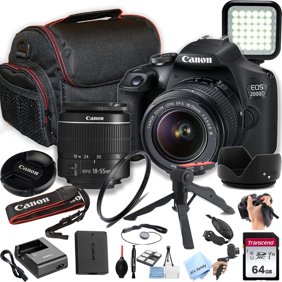 Canon EOS 2000D / Rebel T7 w/EF-S 18-55mm F/3.5-5.6 is II Zoom Lens, 64GB SD Card and More (International Version)