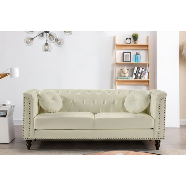 Uspridefurniture Jacqueline Sofa Off, Off White Faux Leather Sectional