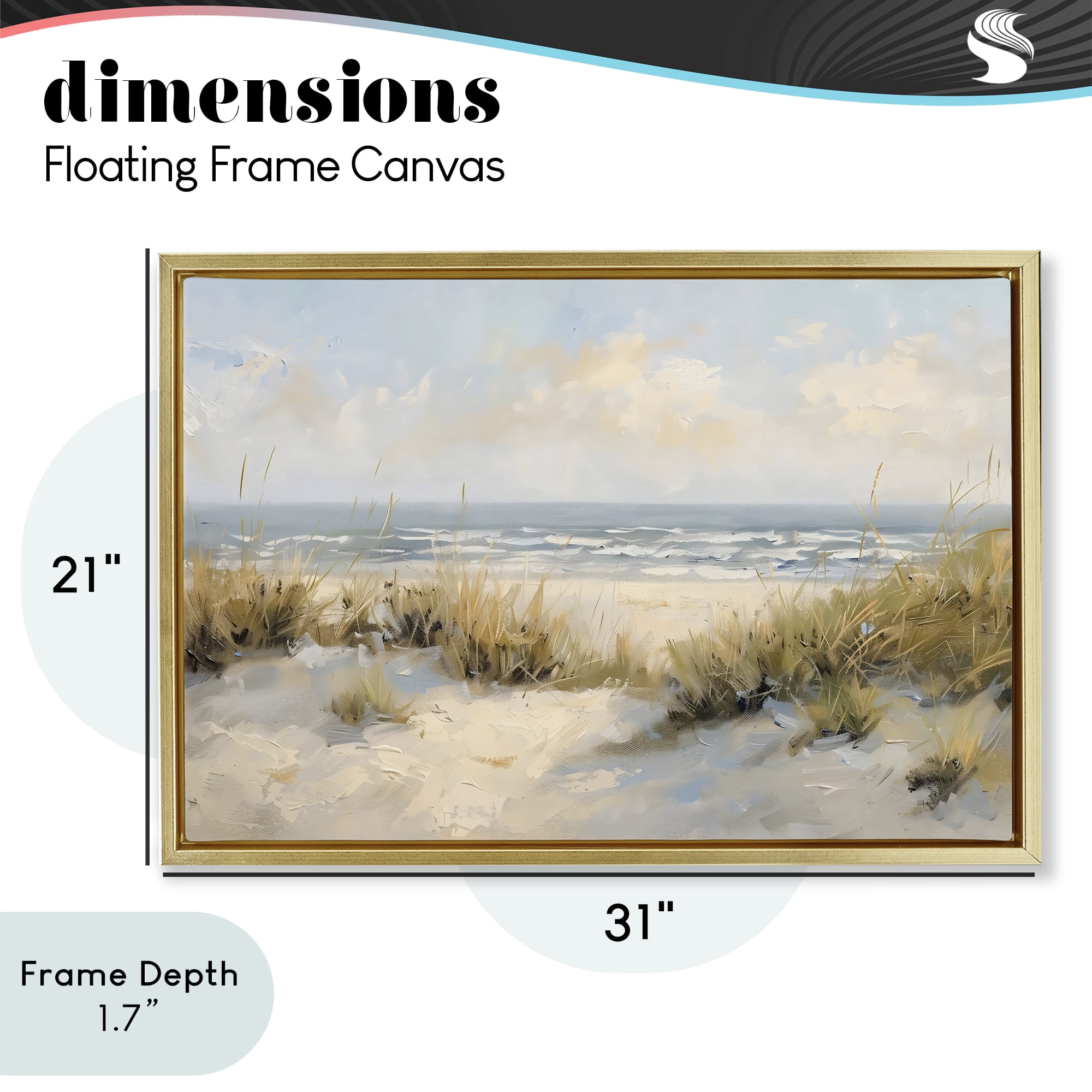 Stupell Industries Coastal Birds Over Dunes Gold Framed Floater Canvas Wall Art, design by Creative Studio