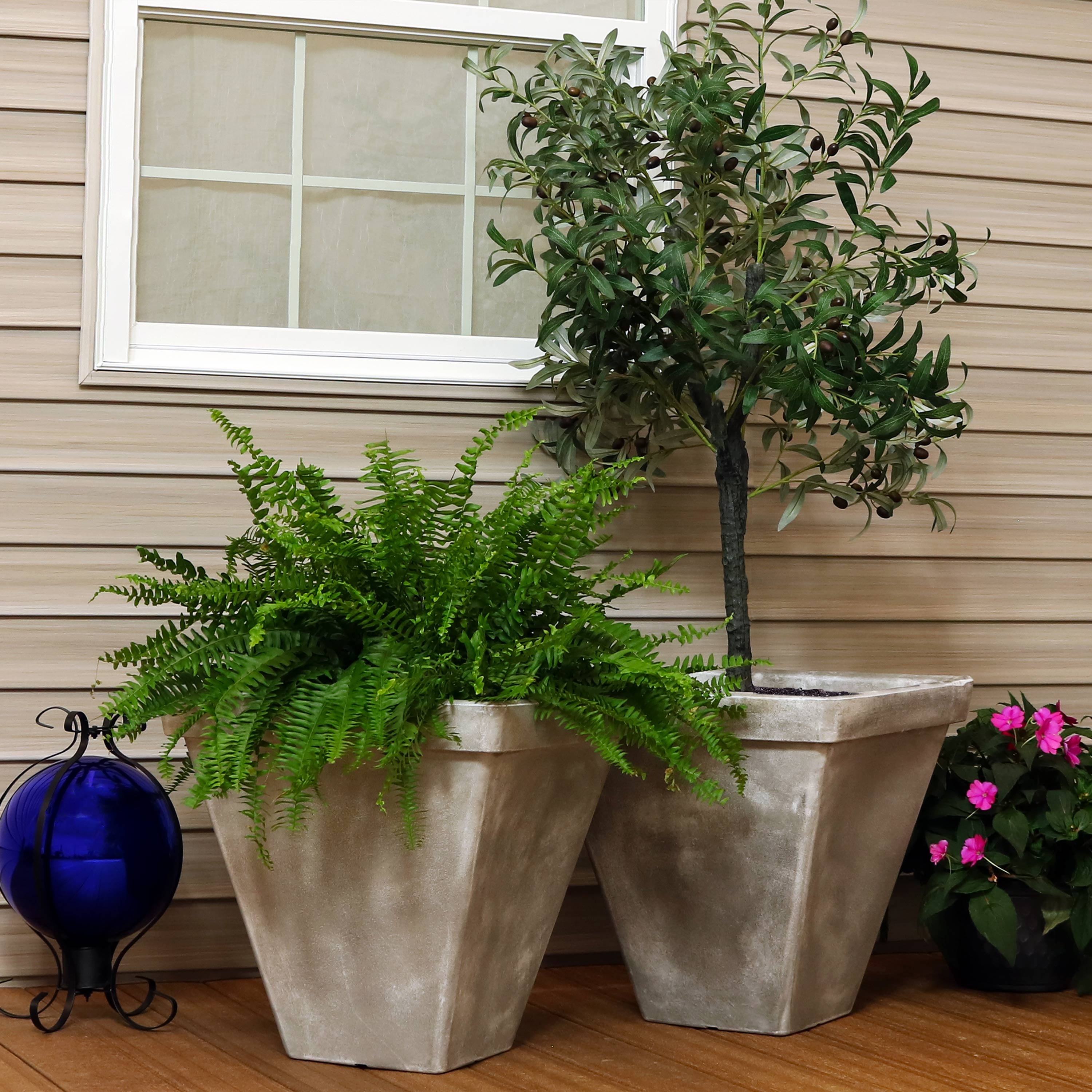 Hamilton Indoor Outdoor Flower Pot Planter - Antique Quarry - 19-inch