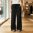 thumbnail image 6 of UAYOTSE Women Satin Dotted Home Pants Loose Straight Leg Casual Pants,Sizes L, 6 of 6