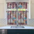 thumbnail image 3 of Kitchen Curtains 36 Inch Short - 3 Panel Set, Rod Pocket Window Curtain, Boho Floral Tribal Style, 100% Polyester for Farmhouse, Kitchen, Cafe, Bedroom, Easy Wash, 3 of 6