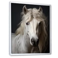 thumbnail image 2 of Designart "Subdued Tones White Horse" Animals Floater Framed Wall Decor, 2 of 7