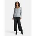 thumbnail image 2 of Time and Tru Women's Ribbed Panel V-Neck Sweater with Long Sleeves, Midweight, Sizes XS-XXXL, 2 of 5