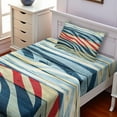 thumbnail image 2 of Ambesonne Rustic Fitted & Top Sheet Set with Sham, Country Zebra on Wood, Navy Red Yellow, 2 of 5